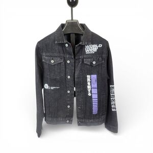 *Like New* Brooklyn Cloth Black Denim Jacket with Purple Graphic Accent